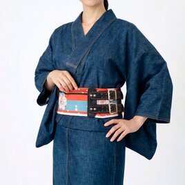 梅柄の帯ベルトC（幅125mm ウェスト81cm~93cm）