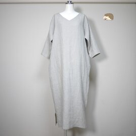 【O様オーダー品】カラーリネン◆ストレートワンピース　◆オーダーサイズ（中厚、リネン100％）