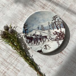 トナカイのライド＊北欧＊冬の壁飾り／ARABIA／ウォールプレート