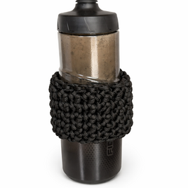 B パラコード 水筒・ボトルカバー（巻きタイプ）｜滑り止め・アウトドア風・取り外し可能 /ブラック