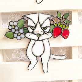 苺と猫のサンキャッチャー：白