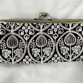 インド刺繍　がま口メガネ、ペンケース　