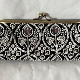 インド刺繍　がま口メガネ、ペンケース　