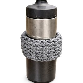 G パラコード 水筒・ボトルカバー（巻きタイプ）｜滑り止め・アウトドア風・取り外し可能 /ガンメタ（グレー）