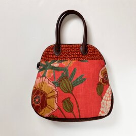 小さなボストンバッグ　ハンドバッグ　ポピーとルピナス