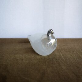 ガラスの鳥 Jussis Glas  シルバー＆ホワイト 銀白ガラスバード  フィンランド