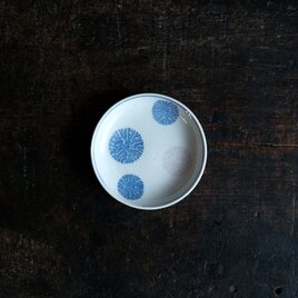 青とピンクの珊瑚◆時代物　珊瑚文印判小皿　骨董・antiques 丁寧な暮らしに。古道具　大正