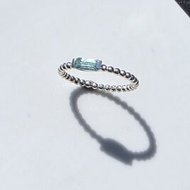 グリーン　ベリル　3×6.5　0.35ct　オクタゴンカット　上弦の月の石座　シルバーSV925リング
