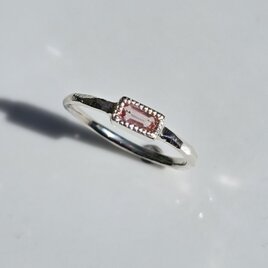 インペリアル　トパーズ　0.2ct　オクタゴンカット　ミル打ち　シルバーSV925リング