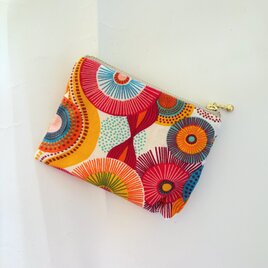 フランス生地　ポリエステル　太陽に引き寄せられる花花　ポーチ（S)　カード入れ　コスメ入れ　薬入れ