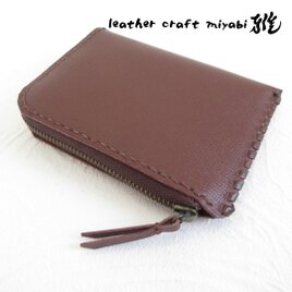 new type♪《牛革》Ｌ字ファスナー・コインケース・マイクロシュリンク・ブラウン・0509