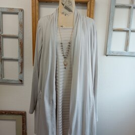 大人カーディガン❤️ドレープロングカーディガン　ライトグレー（サイズフリー L〜 L L）