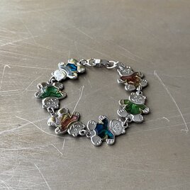 Vintage USA retro teddy bear abalone shell bracelet