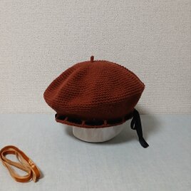 16年前のデザイン復刻｜おとなしめベルベットリボンのベレー帽一点もの（ブラウン）+替えリボン