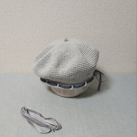 16年前のデザイン復刻｜おとなしめベルベットリボンのベレー帽一点もの（シルバーグレー）+替えリボンのコピー