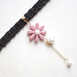 【受注製作】レジンアート　お花モチーフとタティングレースとベルベットリボンのチョーカー〈愛を乞う〉