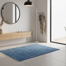 四季を楽しむオールシーズンラグ　オーガニックラグ　ガゼニギャッベ　98x62cm　ダークブルー