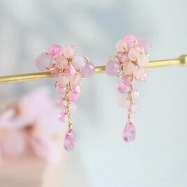 ときめく桜色ピンク 天然石 ピアス/イヤリング