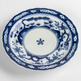 古伊万里 染付松竹梅文七寸皿 明治時代 F131-B