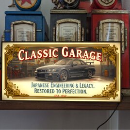 【車種変更OK オーダー無料】スカイライン R34型 国産車 ガレージ 店舗 自宅 照明 ランプ 看板 置物 雑貨 ライトBOX