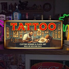 【オーダー無料】TATTOO タトゥー 刺青 入れ墨 彫師 レトロ 店舗 自宅 照明 ランプ 看板 置物 雑貨 ライトBOX