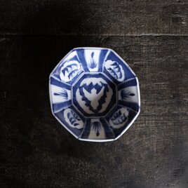 見込みは陽刻◆竹と雀。伊万里　鳥文染付八角鉢　骨董・antiques 丁寧な暮らしに。古民家　古美術　江戸期