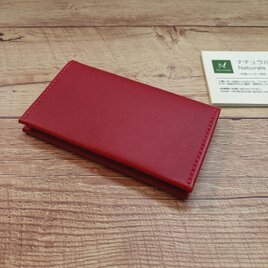 【赤】スリムなシンプル名刺入れ　マグネットボタン付き