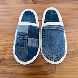 女性用★洗濯機丸洗いOK★スリッパ•室内履き★デニムリメイク　ルームシューズ
