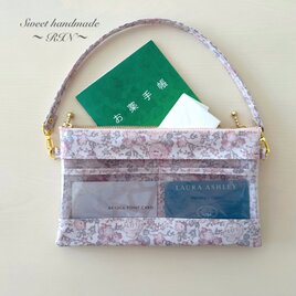 リバティ＊お薬手帳・診察券 まとめて収納◎透明窓付きダブルファスナーポーチ｜リバティ【フェリシテ】