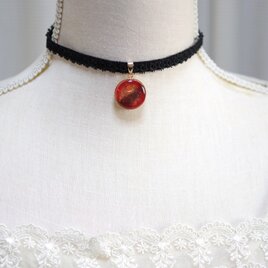 【受注製作】レジンアート　ラウンドモチーフとタティングレースとベルベットリボンのチョーカー〈アフロディーテ〉