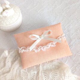 上品な大人可愛いポケットティッシュケース（ペールオレンジ）