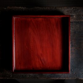 深く美しい色味◆伊勢漆器　胡桃足膳　角盆　古物　古民家　骨董・antiques　明治〜昭和初期　i10【傷多め】