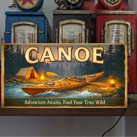 【オーダー無料】カヌー カヤック アウトドア キャンプ 川下り レトロ 店舗 自宅 照明 ランプ 看板 置物 雑貨 ライトBOX