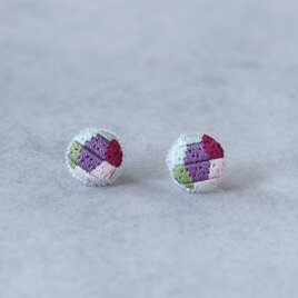 国産絹糸の絽ざしピアス 六角 幾何学 和モダン 小ぶり 軽量