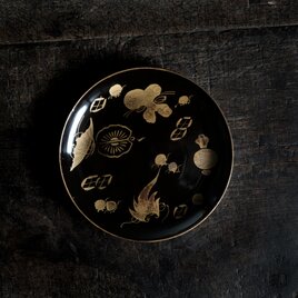 芸術的な絵付け◆時代物　漆芸蒔絵中皿　古漆器　骨董/antiques 古民家　時代物　明治時代