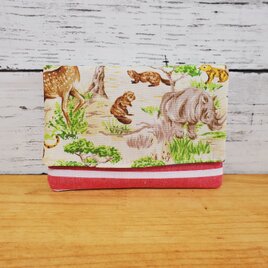 ポケット付きのポケットティッシュケース　サバンナ柄×ボーダー