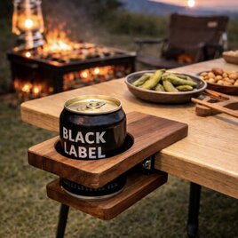 無垢材クランプ式ドリンクホルダー｜ウォールナット／アカシア