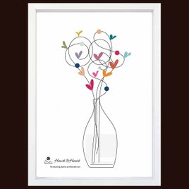 ハート咲く　花　送料無料 　イイネたのしいポスター　イラスト　ポスター　アートポスター　アート/sei検索新着順　4019