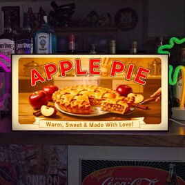 【オーダー無料】アップルパイ フルーツ 洋菓子 林檎 スイーツ レトロ 店舗 自宅 照明 ランプ 看板 置物 雑貨 ライトBOX