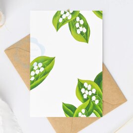 （81）スズランの水彩画のフレーム　ポストカード　3枚セット