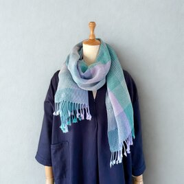 コットンリネンの手織りロングストール＜春霞＞