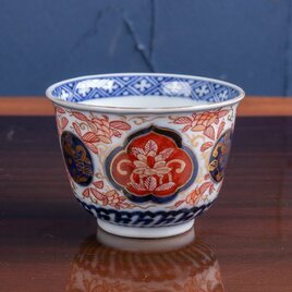 古伊万里 金襴手草花文 猪口 明治時代 E2267B-1