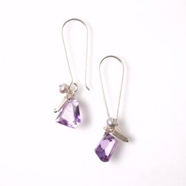 -Amethyst・silver pearl- long hooks