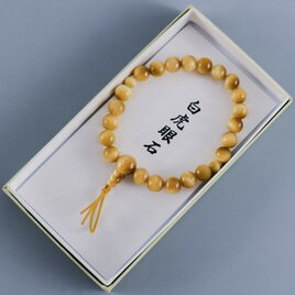 8mm　白虎眼石　共仕立　ボサ付き　腕輪　ブレスレット　数珠　天然石　京都　UD14-white