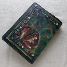 文庫サイズブックカバー 刻印、拭き染め 牛革