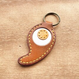 沖玉　レザーキーホルダー　コニャック仕様　01