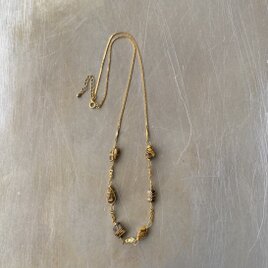 Vintage retro wire work natural stone tiger eye necklace