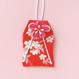 桜吹雪｜桜のお守り袋（手縫い・つまみ細工／元巫女が仕立てる