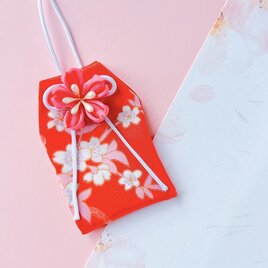 永遠の桜並木｜桜のつまみ細工・着物生地のお守り袋（一年中使える縁起物）/元巫女が仕立てる