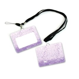 IDケース/IDカードホルダー/パスケース【さくらと白猫（藤色バージョン）】（名入れ可）